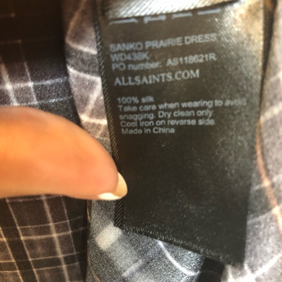 ALLSAINTS Sanko Prairie Dress 100% Silk - Picture 7 of 17